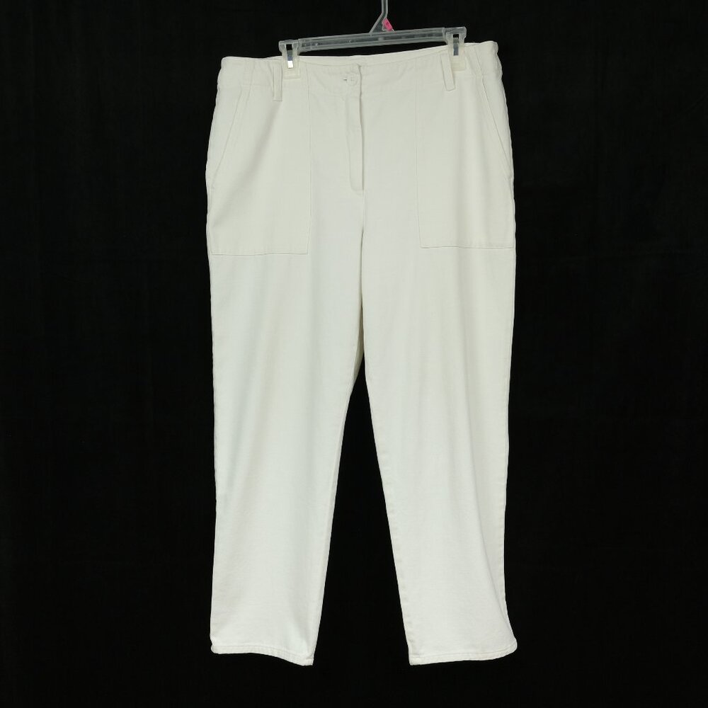 EILEEN FISHER Utility Wide-Leg Pants Organic Cotton Off White Size L